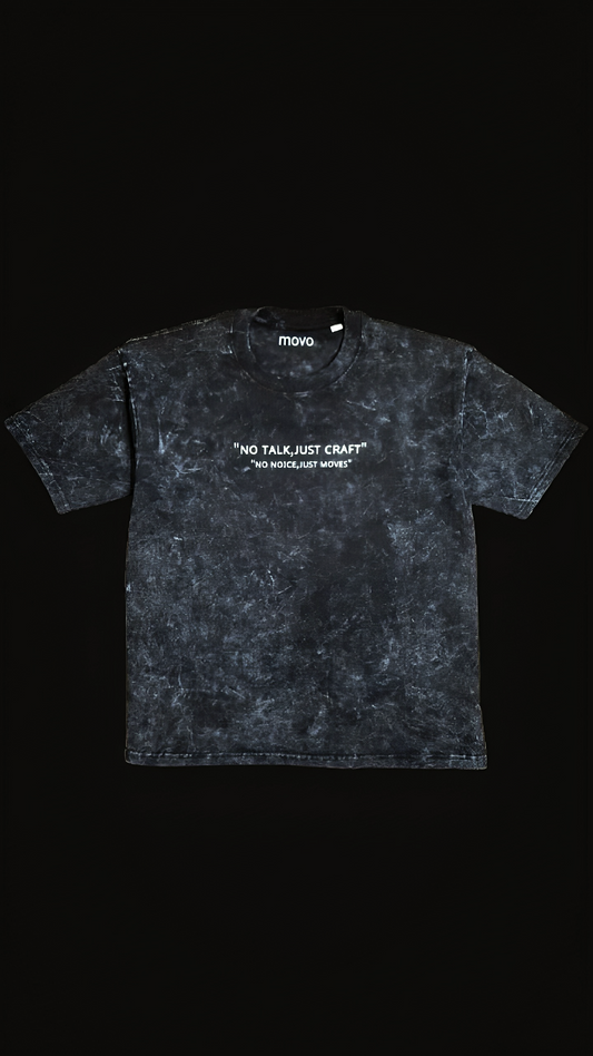 Black Acid Wash Oversized Tee - Dust and Drapes collection.